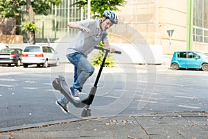 Man Falling From E-Scooter