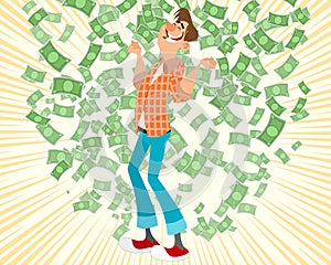 Man and falling money