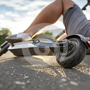 Man falling off an electric scooter