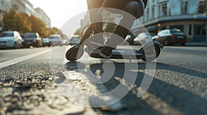 Man falling off an electric scooter