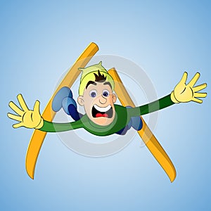 Man falling in ski jump