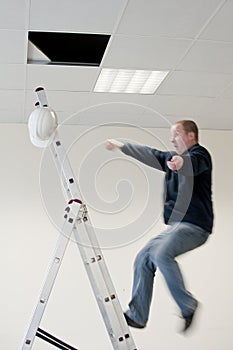 Man falls from ladder