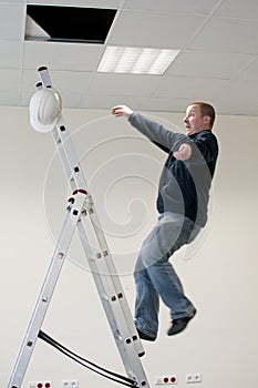 Man falls from ladder