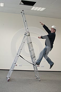Man falls from ladder