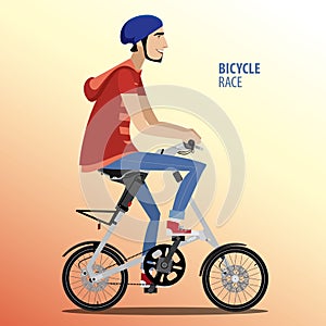 Man on fashionable folding bike