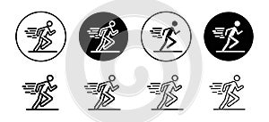 Man fast run icon vector set collection for web