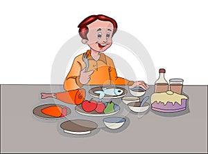 Man Feasting, illustration