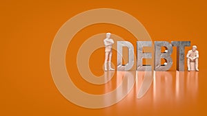 The man figure and debt text for Business concept 3d rendering