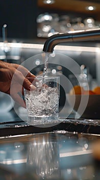 Man Filling Glass With Water