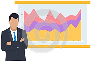 Man financial analyst. Professional businessman analyzing business growth by statistical dashboard
