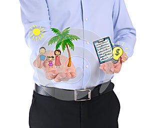 Man finding balance between work and life