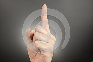 Man finger pointing and touching