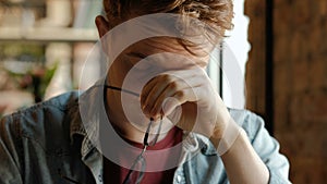 Man finishing work on computer