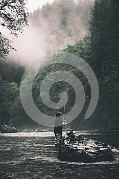 A man fishes in Oregon