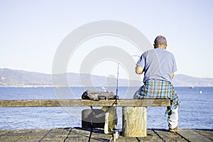 Man fishing on dock