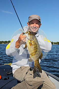 Man Fishing Holding Smallmouth Bass