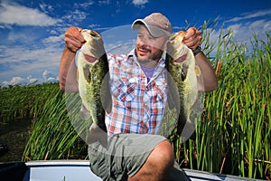 Man Fishing Large Mouth Bass