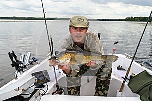 Man fishing walleye