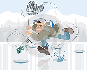 Man fishing in the winter