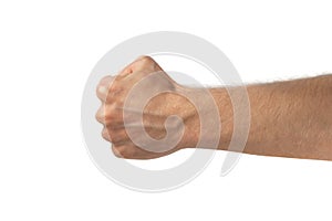 Man fist isolated on white background.