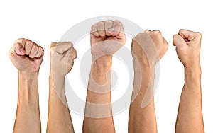 Man fist set isolated on white background