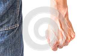 Man fist with white background