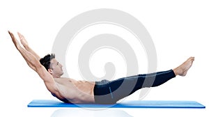 Man fitness pilates exercices isolated
