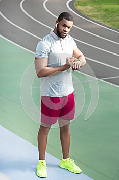 Man with a fitness tracker on the wrist