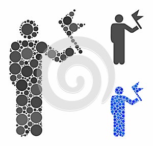 Man with flag Composition Icon of Round Dots