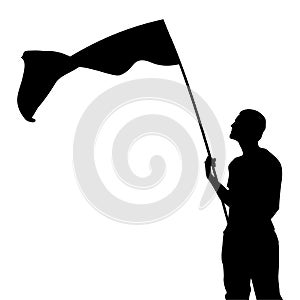 Man with flag silhouette