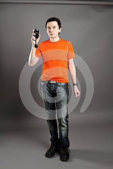 Man with flashmeter.