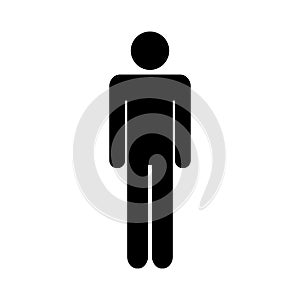 Man flat icon standing silhouette. Male sign, silhouette, symbol, person vector isolated on white