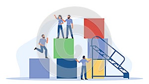 Man in flat vector illustration showcases the idea of a young employee seizing the opportunity for career development and personal photo