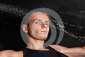 Man and jet of water