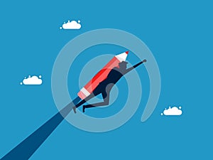 man flies with a pencil. Business development through creativity