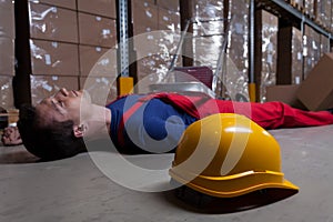 Man on the floor in factory