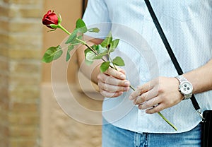 Man with flower