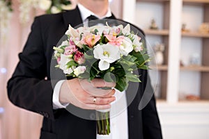 Man with flower bouquet