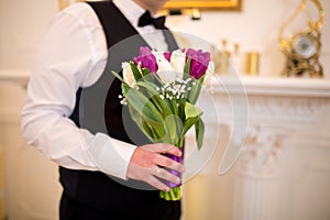 Man with flower bouquet