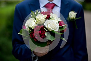Man with flower bouquet