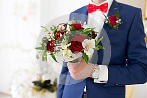 Man with flower bouquet