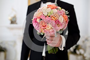 Man with flower bouquet