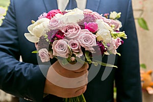 Man with flower bouquet