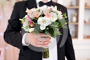 Man with flower bouquet