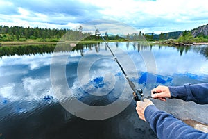 Man fly-fishing in Norway