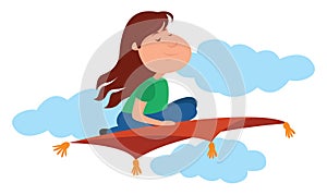 Man on flying carpet, illustration, vector