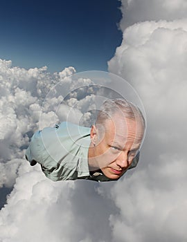 A Man Flying Through the Clouds