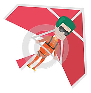 Man flying on hang-glider vector illustration.