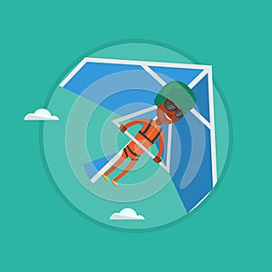 Man flying on hang-glider vector illustration.