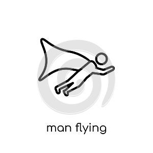 Man Flying icon. Trendy modern flat linear vector Man Flying icon on white background from thin line People collection